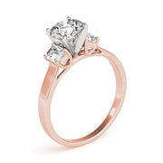 Round Diamond Ring with Emerald Side Stones in 10K/14K gold and platinum with certified lab-grown or natural diamonds