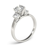 Round Diamond Ring with Emerald Side Stones in 10K/14K gold and platinum with certified lab-grown or natural diamonds