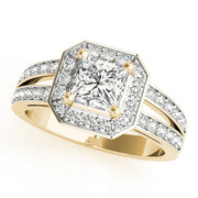 Regal Color Rings Princess Diamond Engagement Ring in 10K/14K gold and platinum with certified lab-grown or natural diamonds