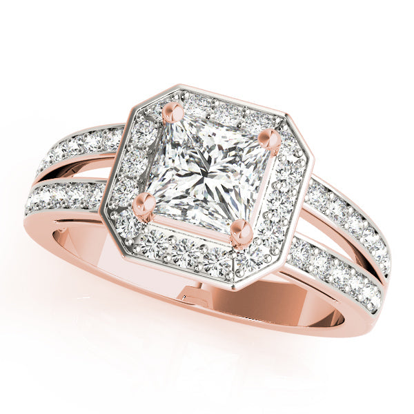 Regal Color Rings Princess Diamond Engagement Ring in 10K/14K gold and platinum with certified lab-grown or natural diamonds