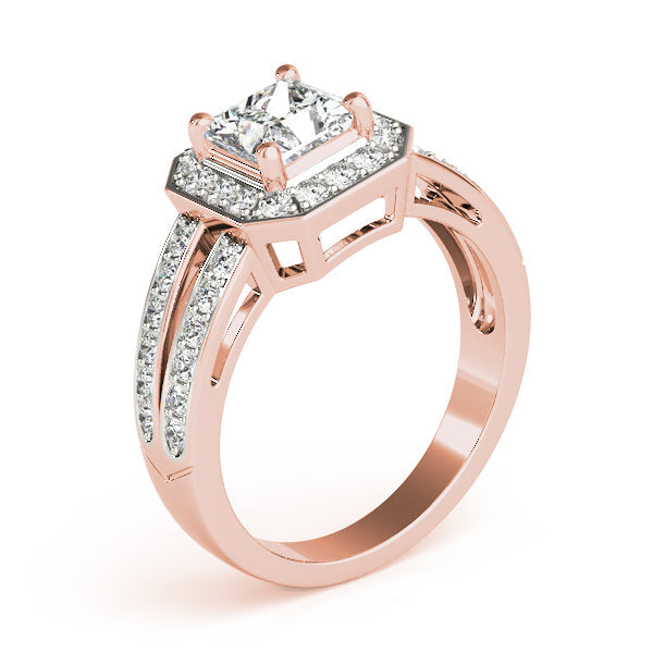 Regal Color Rings Princess Diamond Engagement Ring in 10K/14K gold and platinum with certified lab-grown or natural diamonds