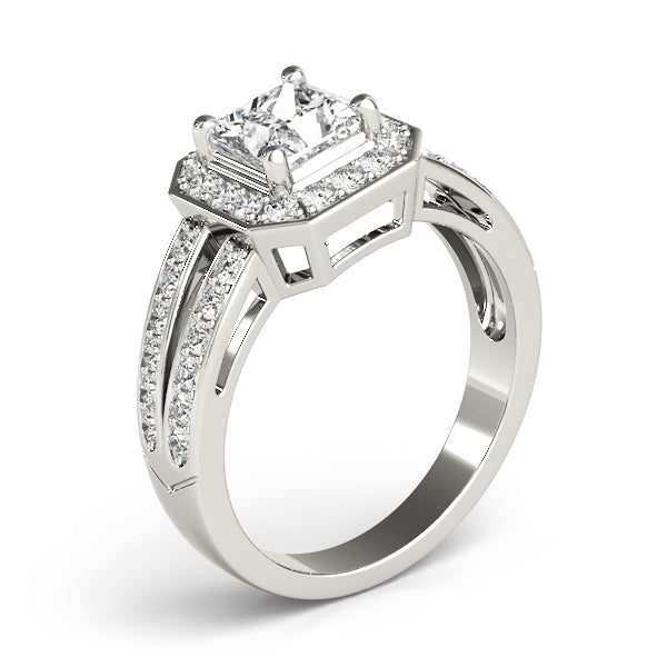 Regal Color Rings Princess Diamond Engagement Ring in 10K/14K gold and platinum with certified lab-grown or natural diamonds