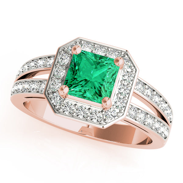 Regal Color Rings Princess Diamond Engagement Ring in 10K/14K gold and platinum with certified lab-grown or natural diamonds