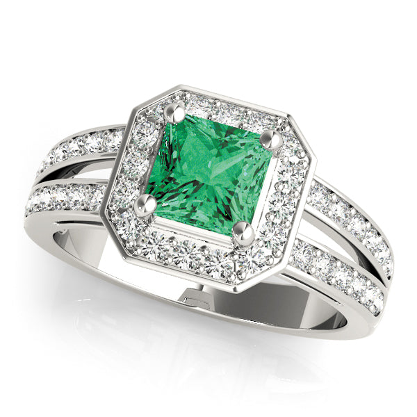 Regal Color Rings Princess Diamond Engagement Ring in 10K/14K gold and platinum with certified lab-grown or natural diamonds
