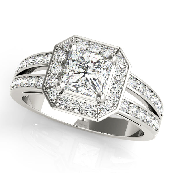 Regal Color Rings Princess Diamond Engagement Ring in 10K/14K gold and platinum with certified lab-grown or natural diamonds