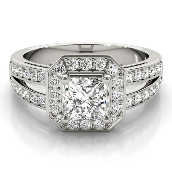 Regal Color Rings Princess Diamond Engagement Ring in 10K/14K gold and platinum with certified lab-grown or natural diamonds