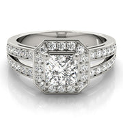 Regal Color Rings Princess Diamond Engagement Ring in 10K/14K gold and platinum with certified lab-grown or natural diamonds