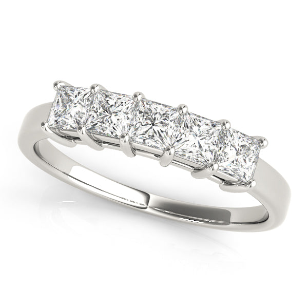 Fancy Princess Half Eternity Ring in Gold & Platinum