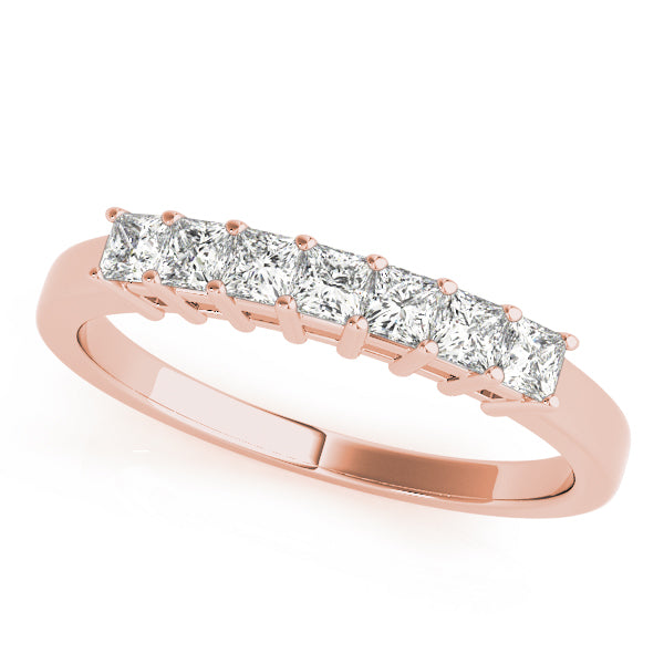 Single Row Fancy Princess Cut Wedding Half Eternity Ring in Gold & Platinum