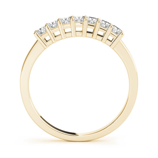 Single Row Fancy Princess Cut Wedding Half Eternity Ring in Gold & Platinum