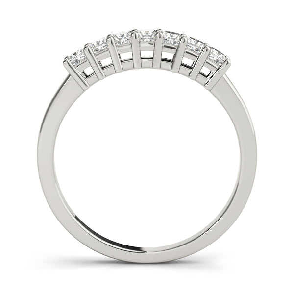 Single Row Fancy Princess Cut Wedding Half Eternity Ring in Gold & Platinum
