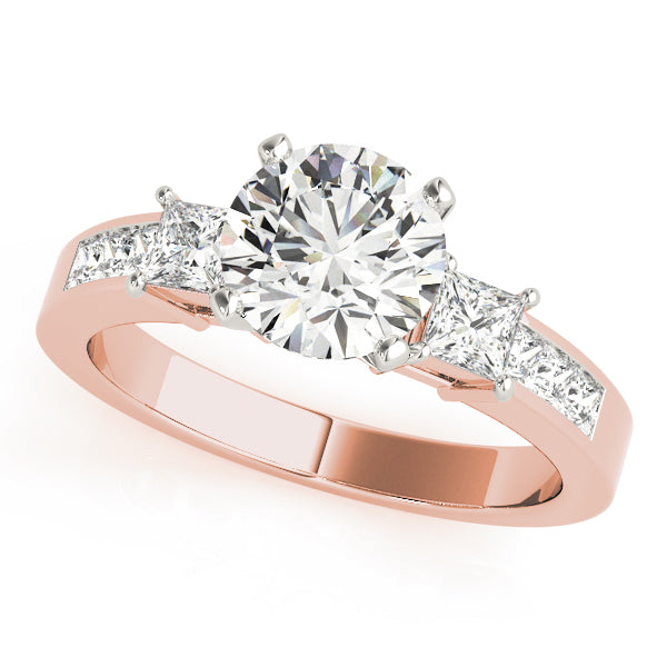 Opulent Three-Stone Princess Diamond Engagement Ring in 10K/14K gold and platinum with certified lab-grown or natural diamonds