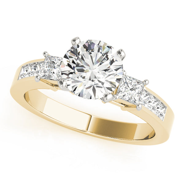 Opulent Three-Stone Princess Diamond Engagement Ring in 10K/14K gold and platinum with certified lab-grown or natural diamonds