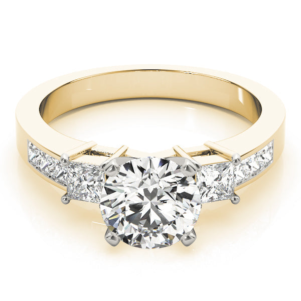 Opulent Three-Stone Princess Diamond Engagement Ring in 10K/14K gold and platinum with certified lab-grown or natural diamonds