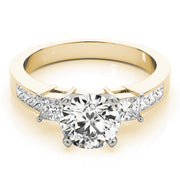 Opulent Three-Stone Princess Diamond Engagement Ring in 10K/14K gold and platinum with certified lab-grown or natural diamonds