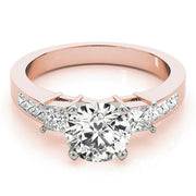 Opulent Three-Stone Princess Diamond Engagement Ring in 10K/14K gold and platinum with certified lab-grown or natural diamonds