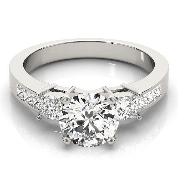 Opulent Three-Stone Princess Diamond Engagement Ring in 10K/14K gold and platinum with certified lab-grown or natural diamonds