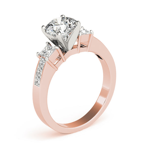 Opulent Three-Stone Princess Diamond Engagement Ring in 10K/14K gold and platinum with certified lab-grown or natural diamonds