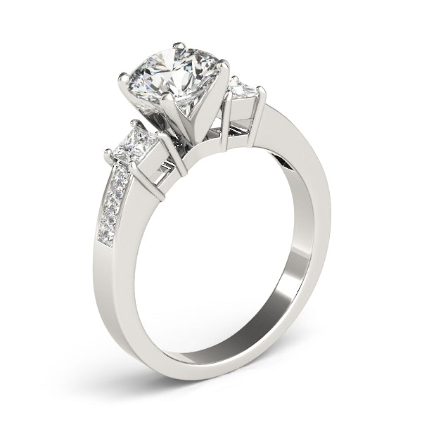 Opulent Three-Stone Princess Diamond Engagement Ring in 10K/14K gold and platinum with certified lab-grown or natural diamonds