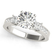 Opulent Three-Stone Princess Diamond Engagement Ring in 10K/14K gold and platinum with certified lab-grown or natural diamonds