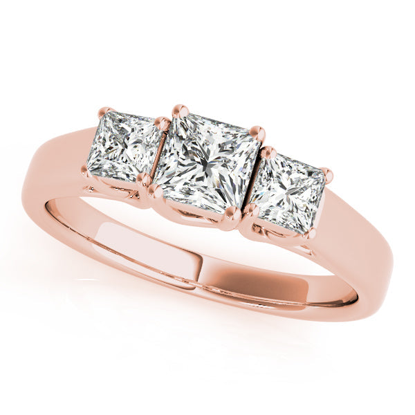 0.50-5.00ct Princess Diamond Trilogy Ring in 10K/14K gold and platinum with certified lab-grown or natural diamonds