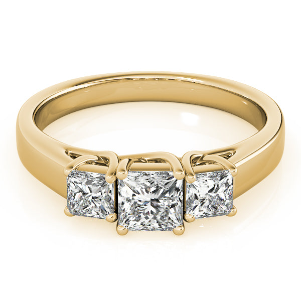 0.50-5.00ct Princess Diamond Trilogy Ring in 10K/14K gold and platinum with certified lab-grown or natural diamonds