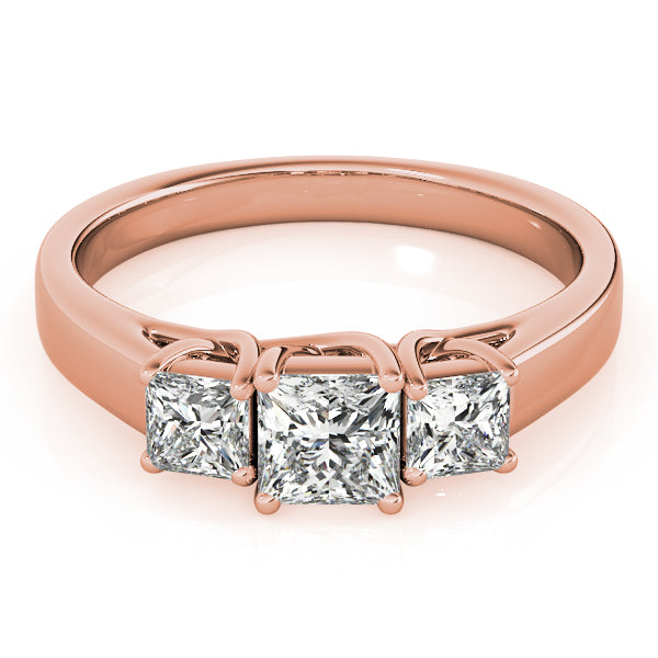 0.50-5.00ct Princess Diamond Trilogy Ring in 10K/14K gold and platinum with certified lab-grown or natural diamonds
