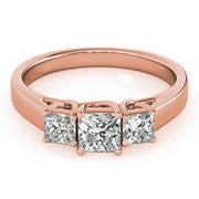 0.50-5.00ct Princess Diamond Trilogy Ring in 10K/14K gold and platinum with certified lab-grown or natural diamonds