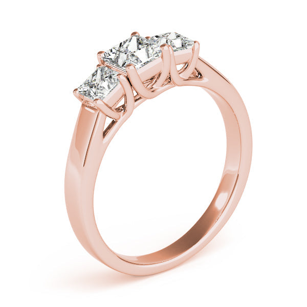 0.50-5.00ct Princess Diamond Trilogy Ring in 10K/14K gold and platinum with certified lab-grown or natural diamonds