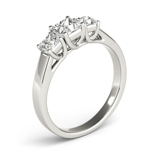 0.50-5.00ct Princess Diamond Trilogy Ring in 10K/14K gold and platinum with certified lab-grown or natural diamonds