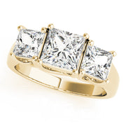 Gold & Platinum Princess Diamond Three Stone Ring in 10K/14K gold and platinum with certified lab-grown or natural diamonds