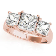 Gold & Platinum Princess Diamond Three Stone Ring in 10K/14K gold and platinum with certified lab-grown or natural diamonds