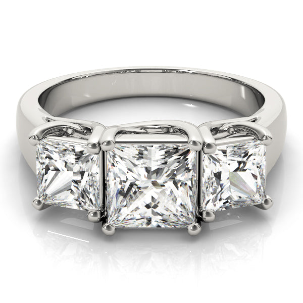 Gold & Platinum Princess Diamond Three Stone Ring in 10K/14K gold and platinum with certified lab-grown or natural diamonds