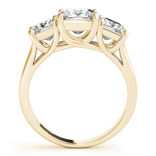 Gold & Platinum Princess Diamond Three Stone Ring in 10K/14K gold and platinum with certified lab-grown or natural diamonds