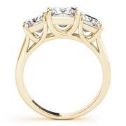 Gold & Platinum Princess Diamond Three Stone Ring in 10K/14K gold and platinum with certified lab-grown or natural diamonds