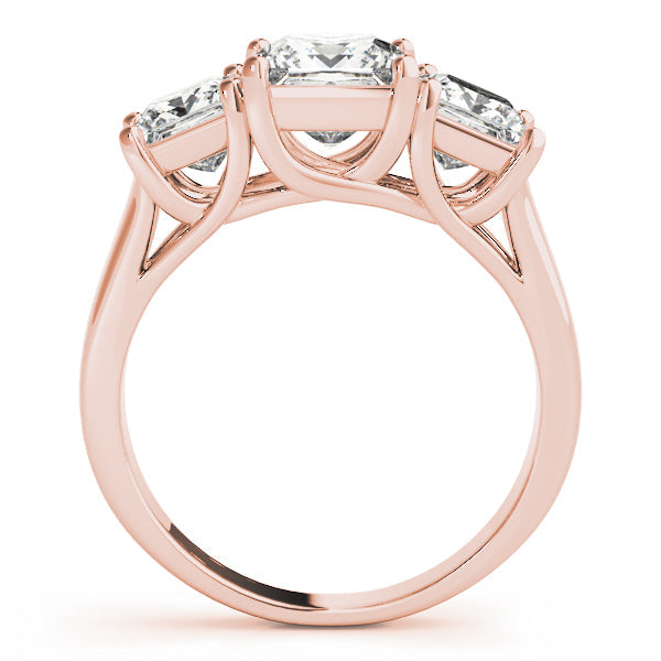 Gold & Platinum Princess Diamond Three Stone Ring in 10K/14K gold and platinum with certified lab-grown or natural diamonds