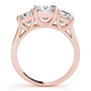 Gold & Platinum Princess Diamond Three Stone Ring in 10K/14K gold and platinum with certified lab-grown or natural diamonds