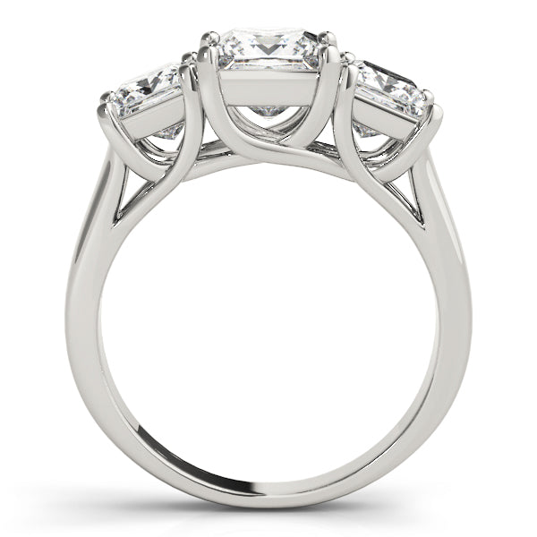 Gold & Platinum Princess Diamond Three Stone Ring in 10K/14K gold and platinum with certified lab-grown or natural diamonds