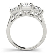 Gold & Platinum Princess Diamond Three Stone Ring in 10K/14K gold and platinum with certified lab-grown or natural diamonds
