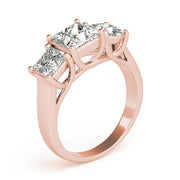 Gold & Platinum Princess Diamond Three Stone Ring in 10K/14K gold and platinum with certified lab-grown or natural diamonds
