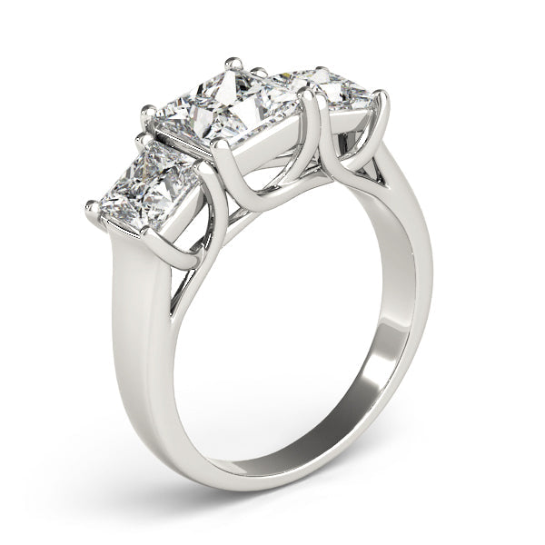 Gold & Platinum Princess Diamond Three Stone Ring in 10K/14K gold and platinum with certified lab-grown or natural diamonds