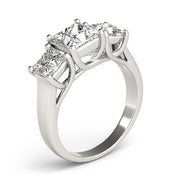 Gold & Platinum Princess Diamond Three Stone Ring in 10K/14K gold and platinum with certified lab-grown or natural diamonds