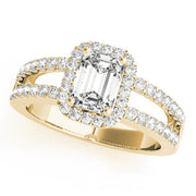 Devoted Halo Emerald Diamond Engagement Ring in 10K/14K gold and platinum with certified lab-grown or natural diamonds