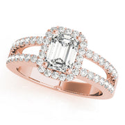 Devoted Halo Emerald Diamond Engagement Ring in 10K/14K gold and platinum with certified lab-grown or natural diamonds