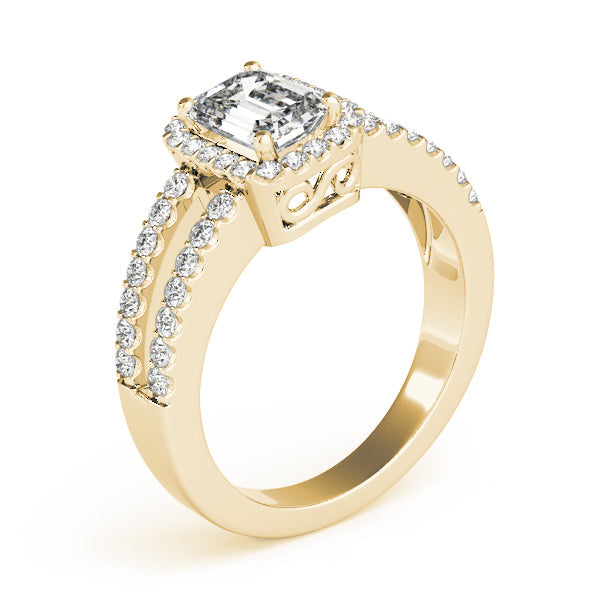 Devoted Halo Emerald Diamond Engagement Ring in 10K/14K gold and platinum with certified lab-grown or natural diamonds