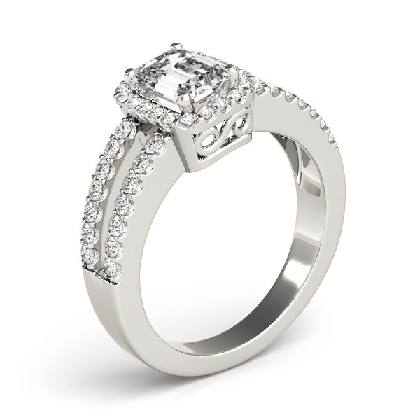 Devoted Halo Emerald Diamond Engagement Ring in 10K/14K gold and platinum with certified lab-grown or natural diamonds