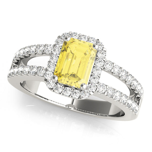 Devoted Halo Emerald Diamond Engagement Ring in 10K/14K gold and platinum with certified lab-grown or natural diamonds