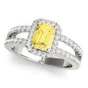 Devoted Halo Emerald Diamond Engagement Ring in 10K/14K gold and platinum with certified lab-grown or natural diamonds