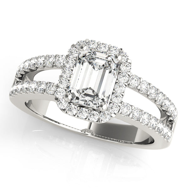 Devoted Halo Emerald Diamond Engagement Ring in 10K/14K gold and platinum with certified lab-grown or natural diamonds