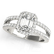 Devoted Halo Emerald Diamond Engagement Ring in 10K/14K gold and platinum with certified lab-grown or natural diamonds
